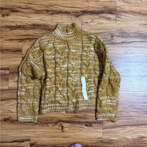 a.n.a Mustard Cable Turtleneck Sweater